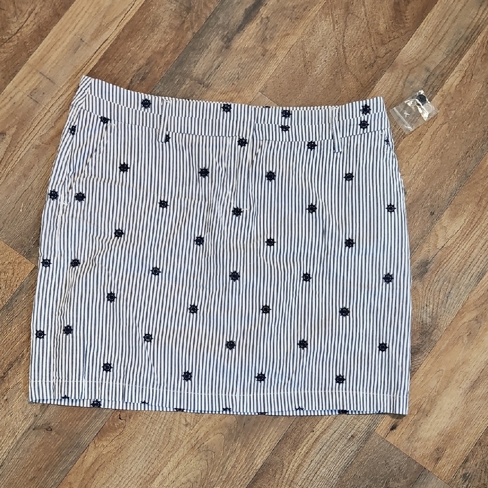 👗British Khaki Navy and White Striped Mini Skirt